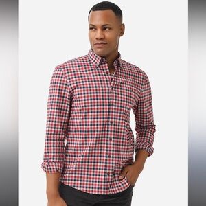 Johnnie-O Coen Hangin Out Long Sleeve Button Down In Malibu Red Size Large